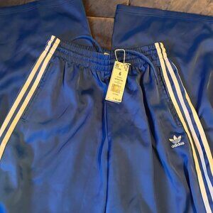 NWT Adicolor Blue Satin Wide Leg Track Pants size 6